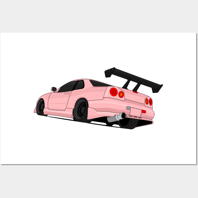 SKYLINE GTR R34 PINK Wall Art by VENZ0LIC